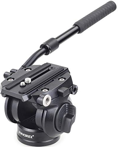 Video Tripod Head Heavy Duty Camera Fluid Drag Pan Head INNOREL H70 with 1/4 and 3/8 inches Screws Sliding Plate Aluminum Alloy for DSLR Camera Video Camcorders Shooting Filming, Max Load 17 lbs/8 kg