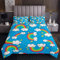 Tbrand Regenbogen drucken Bettüberwurf Mädchen niedlichen Karikatur Bunte Regenbogen Streifen Tagesdecke 240x260cm blau funkeln Sterne Steppdecke Schöne mehrfarbige Wohndecke 3St