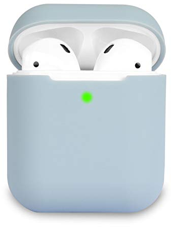 KOKOKA Silicona Compatible con AirPods 2, Fundas Protectora de Silicona para AirPods 2, LED Frontal Visible, Soporta Carga inalámbrica, sin Mosquetón, Denim Blue
