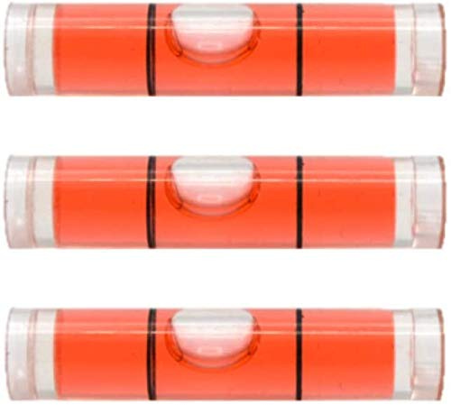 Acrylic Spirit Level 35mm (L) x 8mm (D) Tube Bubble [3 Pack] (Red)