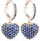 Orecchino a cerchio da donna a forma di cuore, orecchini a goccia ipoallergenici placcati in oro rosa e argento con zirconi (Blu, Oro rosa)