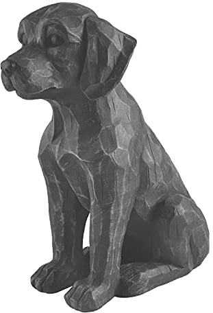Clever Harz-Hundefigur für Hof und Garten, graue Retriever-Statue, Retro-Detailskulptur, außergewöhnlich lebensechte Labrador-Hundestatue, Heimdekoration, erstaunliche Ähnlichkeit, Kunstharz, 27.9 cm