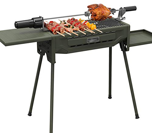 Holzkohlegrill Tragbarer faltbarer Holzkohlegrill im Freien BBQ Grill Große Kochfläche mit Backgabel und Antihafter Bodenpfanne für den Außenpicknick-Terrasse Kochen Hinterhofparty, dunkelgrün Camping