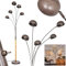 Stehleuchte Siamado, 5-flammige Stehlampe aus Metall in Nickel-antik/Holzoptik, moderne Leuchte mit verstellbaren Leuchtarmen u. An-/Ausschalter am Gehäuse, Höhe max. 210 cm, 5 x E14 max. 10 Watt