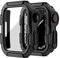Tuocal 2 Packs Robuste Hülle Kompatibel für Apple Watch 45mm Series 9 8 7 mit Displayschutz gehärtetem Glas, Militär Harte TPU Schutzhülle Stoßfester Bumper für iWatch 45mm Herren, Schwarz