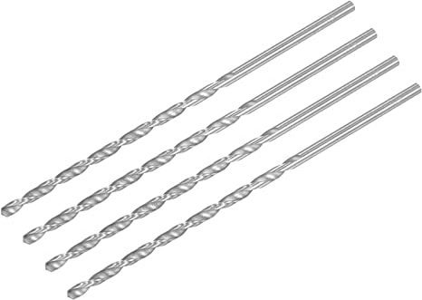 sourcing map HSS(High Speed Steel) Extra Long Twist Drill Bits, 4.5mm Drill Diameter 160mm Length 4 Pcs