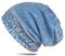 WANSSY® Damen Herren Unisex Uni Farbe Beanie mit Färbemuster Federmuster Fashion Einheitshröße Kopfbedeckung (Himmelblau)