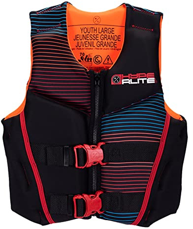 Hyperlite Indy CGA Kids Wakeboard Vest Black/Orange L > 29040 kg(>64-88lbs) Approximate size