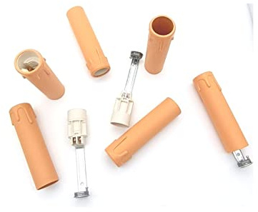 Kit 6 portalampade finta candela E14 Antico H 100mm con niples di sicurezza