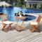 FANTASK Set di 2 sedie pieghevoli in legno di acacia, con cuscini e 1 tavolo rotondo, per interni ed esterni, set di mobili da giardino, bordo piscina, veranda, prato (naturale e beige)