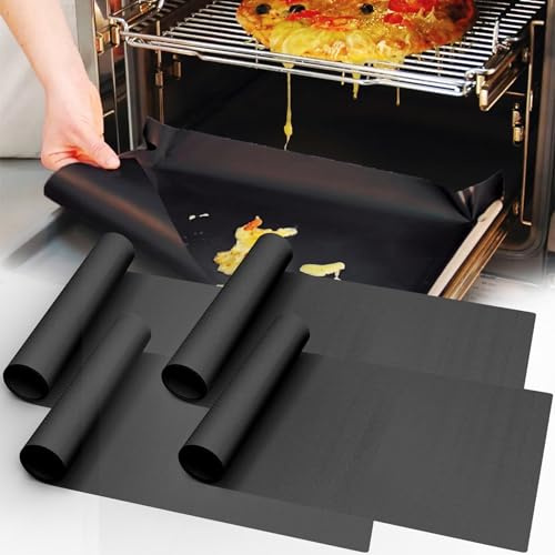 UBeesize Lot de 4 grands revêtements de four pour fond de four sans BPA et PFOA, 40,6 x 61 cm d'épaisseur, antiadhésifs, en téflon pour four, grille-pain, convection, fours à micro-ondes