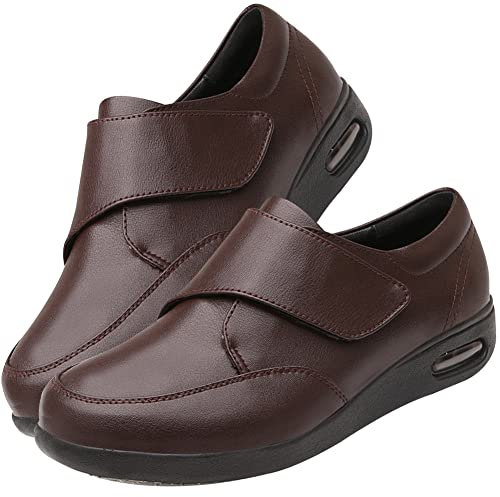 Ortopediche Donna Estive Scarpe Ginnastica a Strappo Scarpe Uomo Pianta Larga Pantofole per Anziani Donna Scarpa Ortopedica Piatte comode Sportive,Marrone,39 EU