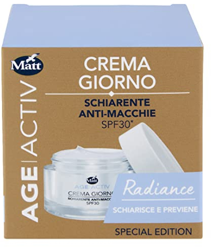 Matt, Aufhellende Tagescreme gegen Flecken SPF30, Gesichtscreme, nützlich zur Aufhellung von Hautflecken, spendet Feuchtigkeit und schützt vor Sonnenstrahlen, ideale Creme für Gesicht, Hände und