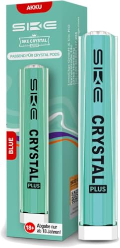 SKE CRYSTAL PLUS 400 mAh Akku, Pod Mod, Pod Akkuträger, nachfüllbares Basisgerät, Pod System | USB-C Anschluss, Kein E Liquid, Nikotinfrei - Blau