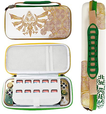 WGVSVLK Tasche kompatibel mit Switch, Harte Hülle Case Tragetasche mit Schutzfolie, The Legend of Zelda: Die Tränen des Königreichs Drucke Switch Tragetasche (Weiss)