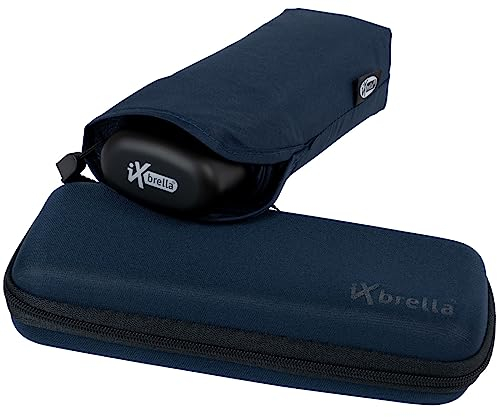 iX-brella Super-Mini-Taschenschirm - winziger Regenschirm im Etui - Insignia-blau