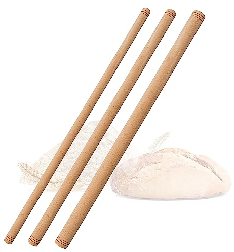 spar-home Rouleau à pâtisserie turc - Rouleau à pâtisserie traditionnel en bois de hêtre - Rouleau à pâtisserie fait à la main en bois d'oclava (3 pièces_50 cm)