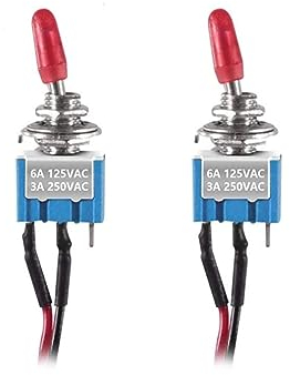 2 Stück Kippschalter mit Kabel 12V 24 V 220V 230v 240 V/ON/OFF universal Anwendung Für Auto, Boot, Haushaltsgeräte, Schiff Kippschalter mit Draht Wippschalter Schalter (2)