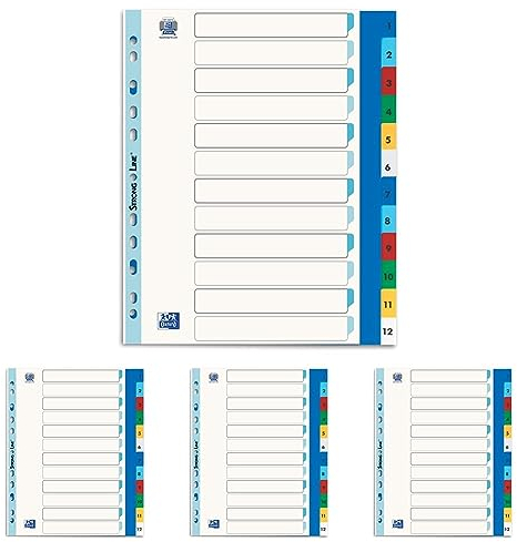 Elba Register A4 aus Kunststoff, Zahlen 1-12,12-teilig, extrabreit für Prospekthüllen (Packung mit 4)