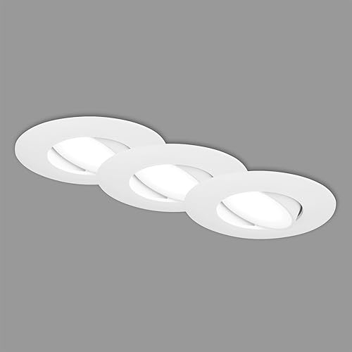 BRILONER - 3er Set LED Einbauleuchte Badezimmer IP65, Einbaulampen stufenlos dimmbar, Deckenspots, Badezimmerlampe 4,9 Watt, 90x45 mm (DxH), weiß