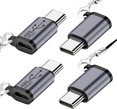 Seminer Adaptador de Micro USB a USB C (4 Pack), Adaptador Tipo-C Macho a Micro USB Hembra Compatible con Sincronización de Datos Compatible con Samsung Galaxy S8/S8+, Google Pixel 3/2