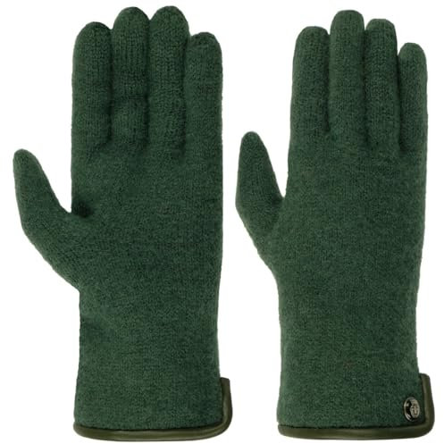 Roeckl Wollhandschuhe mit Lederpaspel Strickhandschuhe (8 HS - dunkelgrün)