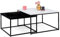 IDMarket - 2 Couchtische Alaska, quadratisch, 60/70 cm, Marmor-Effekt und Schwarz, Metallfüße