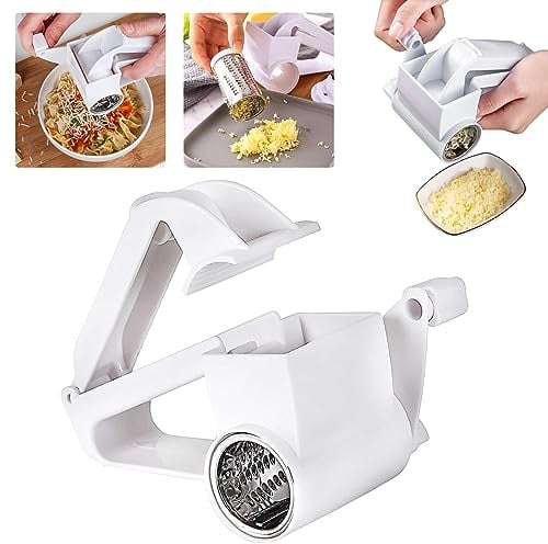 Parmesanreibe Käsereibe Parmesan Käseschneider Draht Parmesanmühle Knoblauchreibe Karottenreibe Käsemühle Käse Reibe mit Kurbel, Weiß