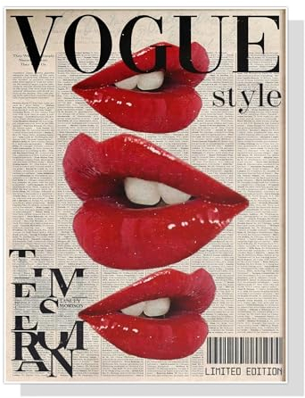 zyfmyc Flippige Wandkunst, modische rote Lippen, Poster, adrette, trendige Leinwand, Y2K, Vintage, ästhetische Malerei, Bilder, coole, einzigartige Mädchenzimmer-Wanddekoration für Schlafzimmer,