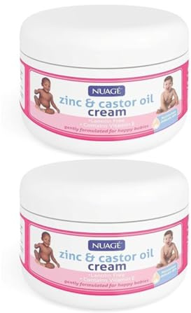 Nappy Rash Cream 200ml x2 Zinc and Castor Oil Baby Nappy Cream Soothes Protects Sensitive Skin Newborn Safe Calms Irritation Redness Bundled by Omoge Hair Ltd