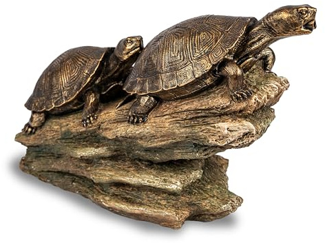 Aquascape Fontaine à Double Tortue sur bûches – Fontaine à énergie Solaire en Bronze