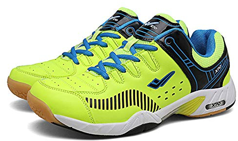 FJJLOVE Tischtennis Schuhe, Frauen Männer Badminton Schuhe No-Slip Ping Pong Schuhe Bequeme Leichte Pickleball Court Schuhe,Grün,43