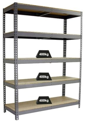 PROREGAL Schwerlastregal Big Wood YETI Five | HxBxT 200x180x75cm | Fachlast 400kg | Verzinkt | Regal Standregal Werkstattregal Lagerregal Kellerregal