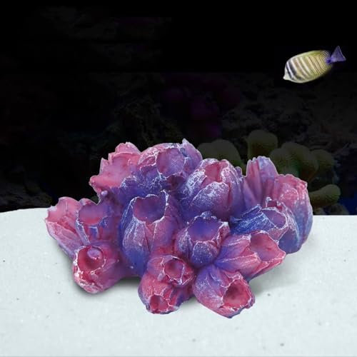 GeRRiT Künstliche Korallen für Aquarien, Kunststoff, Dekoration für Aquarium-Landschaft, Aquarium-Dekoration, Höhle, Harzkoralle (violette, poröse Koralle)