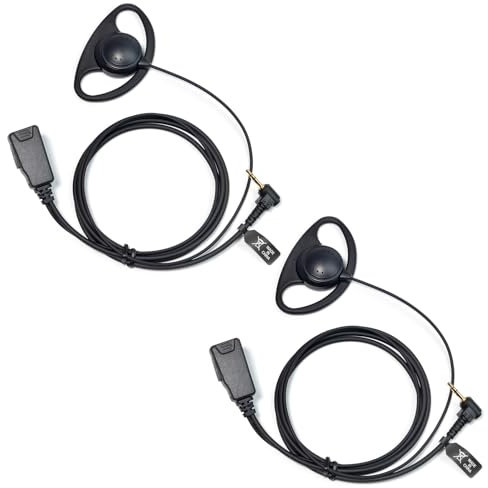 UAYESOK D Form Funkgerät kopfhörer Ohrstöpsel 1 Pin, Einzelstift 2,5mm Walkie Talkie Headset mit PTT Mikrofon für Motorola Talkabout TLKR T42 T62 T80 T82 T92 XT180 T82 Extreme Pmr446 T9 (2 Stück)