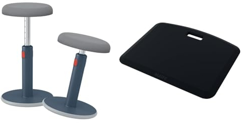 Leitz Active Sitz-Steh-Hocker, Ergonomischer höhenverstellbarer Wipphocker & Anti-Ermüdungsmatte, gepolsterte Bodenmatte