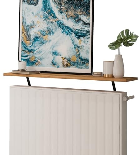 moebel17 Heizkörperregal Adin Regal Wandregal Holzregal Hängeregal, ohne Bohren Wandboard Regal für Heizkörper, Holz, Braun, eckig, 110 x 21,5 x 18 cm 92451