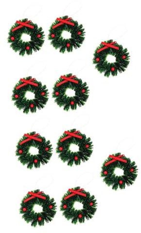 STOBAZA 10 STK Weihnachtskranz Mini-Tannenkranz puppenhaus weihnachtsschmuck Mini-Kränze Christmas Village weihnachtsbacken Girlande Puppenhaus Kranz Mini-Weihnachtskränze Plastik