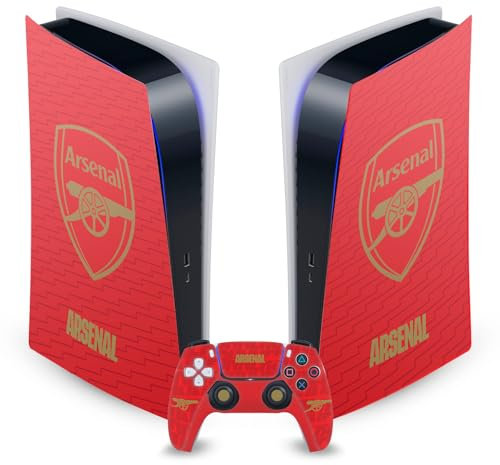 Head Case Designs Officially Licensed Arsenal FC Red and Gold Crest Logos Vinyl Faceplate Gaming Skin Decal Compatible With Sony PlayStation 5 PS5 Digital Edition Console and DualSense Controller