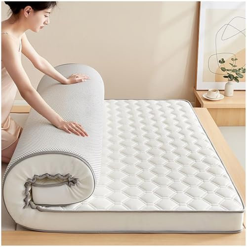 RUIPUOWNO Doppelmatratze, Faltbare Futonmatratze für Boden, 9 cm japanische Tatami-Schwammmatratze, Extra Dicke atmungsaktive Schlafmatratze, Futonmatratze für Schlafsäle,Weiß,71x79