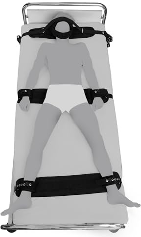 KlinikBondage 5 Punkt Fixierung Bett-Fesseln Bondage-Set BDSM Fesselset I extrem stabil - Premium Sexspielzeug I schwarz I handgefertigt aus Baumwolle I für alle Bett-Typen