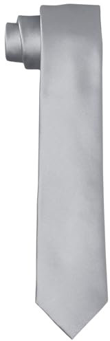 DonDon Krawatten für Herren handgefertigt Seiden-Look 6 cm Krawatte Silber
