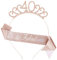 40th Birthday Decoration for Women,Rose Gold Birthday Sash and Headband for Gilr Women's 40th Birthday Party Decor