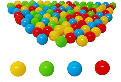 1000 Bällebad, 6cm Ø, Plastebälle, Babybälle, Bällchenbad, Bälle für Bällebad (6cm - 1000 Bälle, hellblau - gelb - hellgrün - rot)
