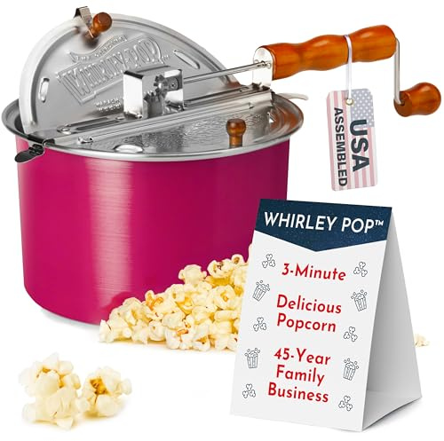 Wabash Valley Farms Pink Whirley Pop mit Nylon-Zahnrädern – 1 Popcorn-Set inklusive, Filmabend zu Hause, 3-Minuten-Popcorn-Maker, Popcorn-Maker