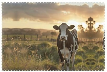 Juego de 6 manteles individuales antideslizantes con estampado de vaca lechera para mesa de comedor para cocina