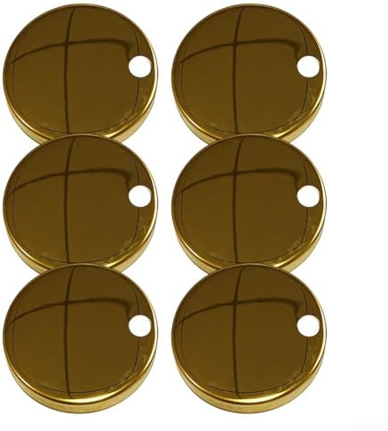 Stainless Steel Toilet Seat Hinge Fixings Covers, 60Mm Diameter Gold Top Fix, Easy Installation, Resistant, Low Maintenance, 6 Pieces For Bathroom