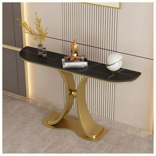 IYUESQ Console d'entrée étroite, Table de Couloir Industrielle de 31,4 Pouces, étroite derrière Le canapé, pour Salon, entrée (doré, 120 x 30 x 80 cm)