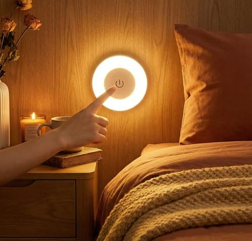 Rechargeable Night Light Portable LED Touch Light with 3 Colour Modes | Stepless Dimming Magnetic Stick on for Kids Nursery Breastfeeding Night Feeds Bedroom Cupboard Wardrobe Wireless Bedside Lamp