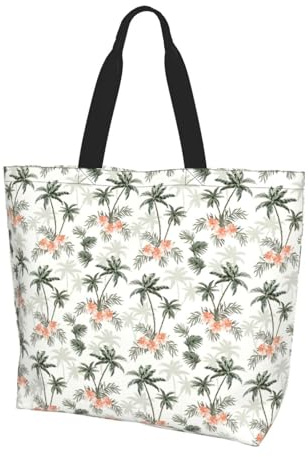 KAPPTYY Tropical Palm Trees Printed Shoulder Bag For Women Large Reusable Tote Bag Trendy Handbag For Travel Shopping